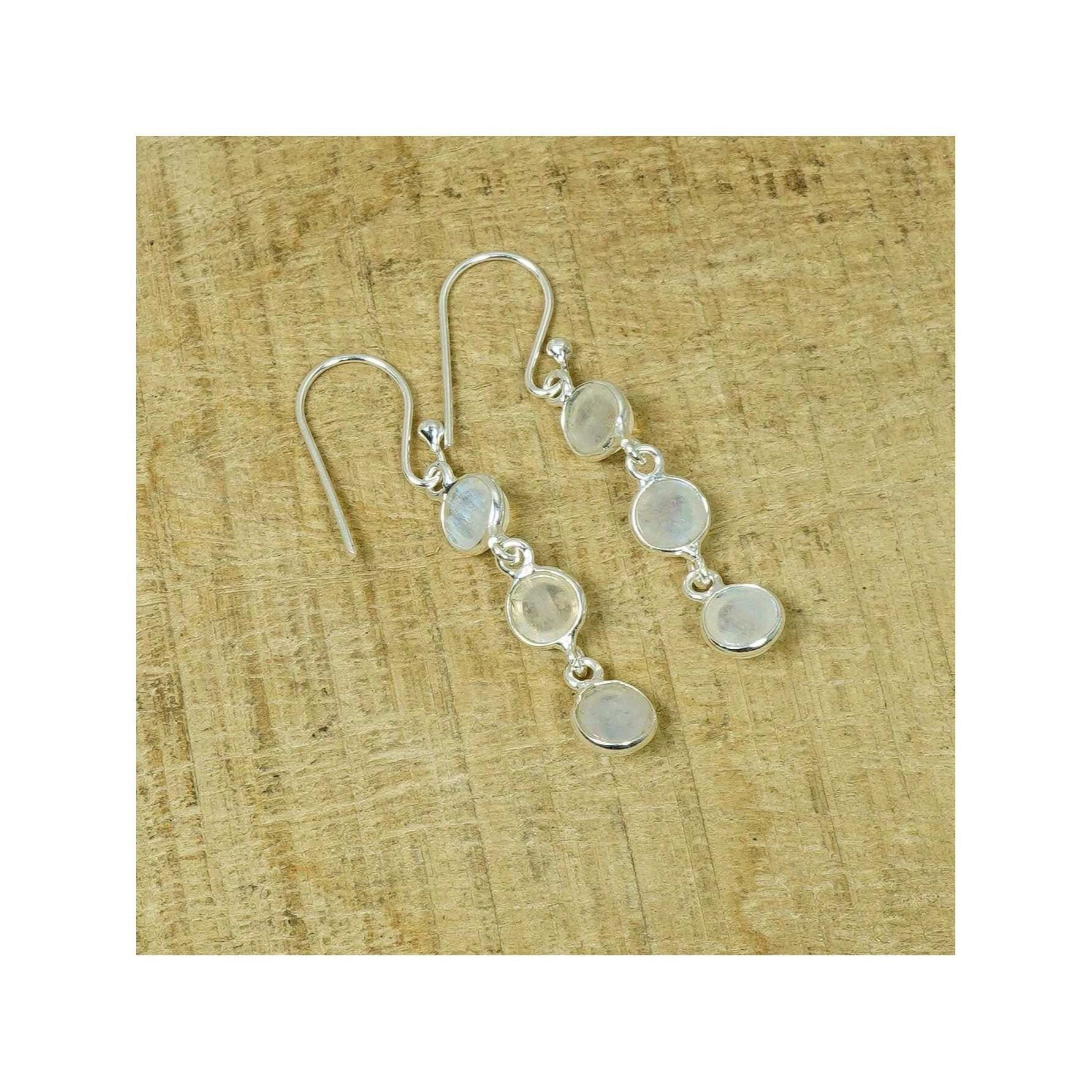 925 Silver Gemstone 1 Pair Earring Malachite Onyx Carnelian Rose Quartz Hook
